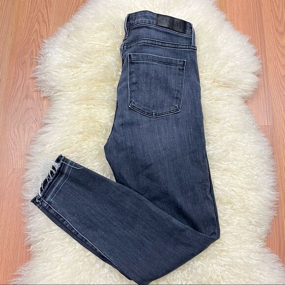 Parker Smith Faded Black High Rise Stretch Skinny Jeans Raw Hem 28 - Picture 3 of 7